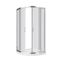 A&E Bath Taylor Acrylic Base Without Walls Shower Enclosure Kit with Sliding Door Front_Three_Fourths_Angled_Left