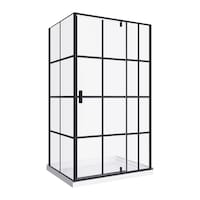 Brianna Acrylic Base Shower Enclosure Kit with Pivoting Door, Matte Black, 36x48-in Composite_or_Mixed