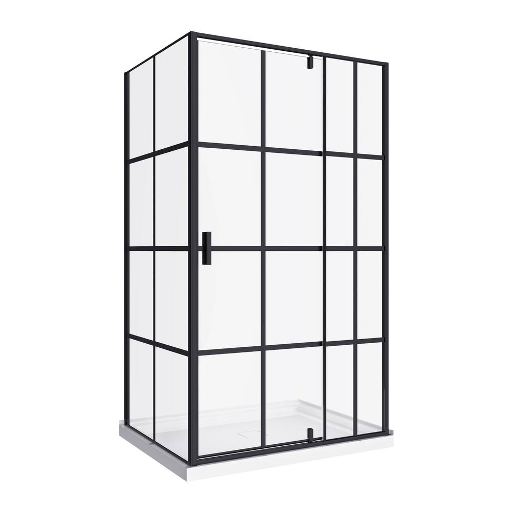 Brianna Acrylic Base Shower Enclosure Kit with Pivoting Door, Matte ...