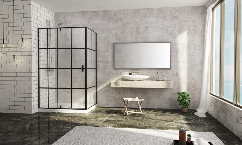 Brianna Acrylic Base Shower Enclosure Kit with Pivoting Door, Matte Black, 36x48in Canadian Tire