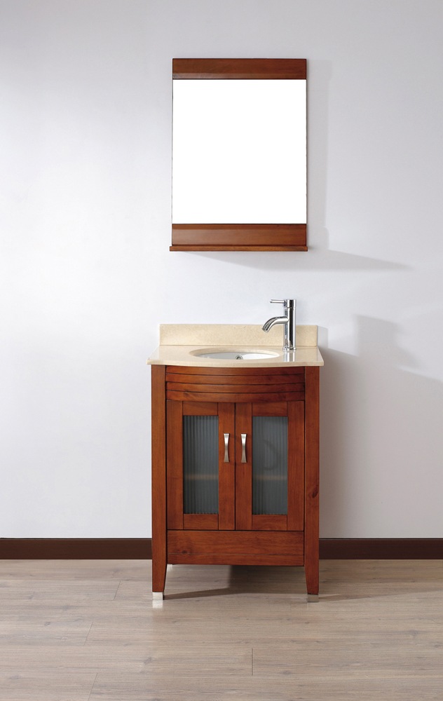 Urban Bathe Alba Bathroom Vanity with Marble Top, Cherry/Beige, 24in Canadian Tire