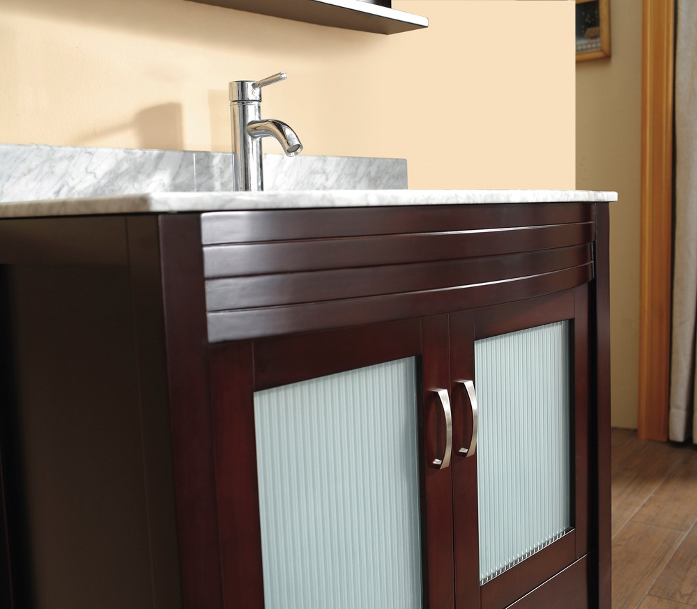 Urban Bathe Alba Bathroom Vanity with Marble Top, Chai/Carrera, 36in