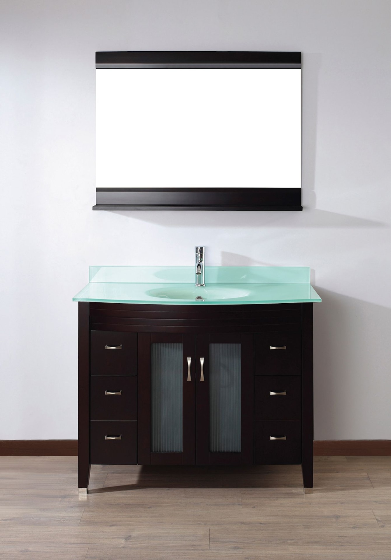 Urban Bathe Alba Bathroom Vanity with Glass Top, Chai/Mint Green, 42in