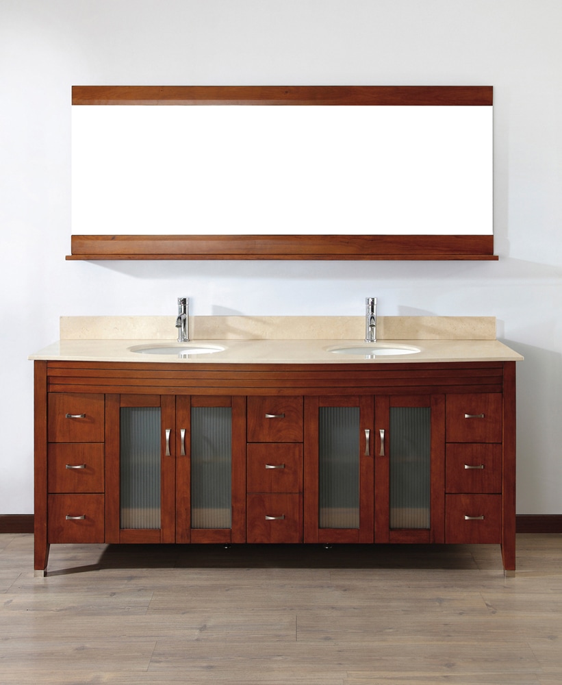 Urban Bathe Alba Bathroom Vanity with Marble Top, Cherry/Beige, 75in Canadian Tire