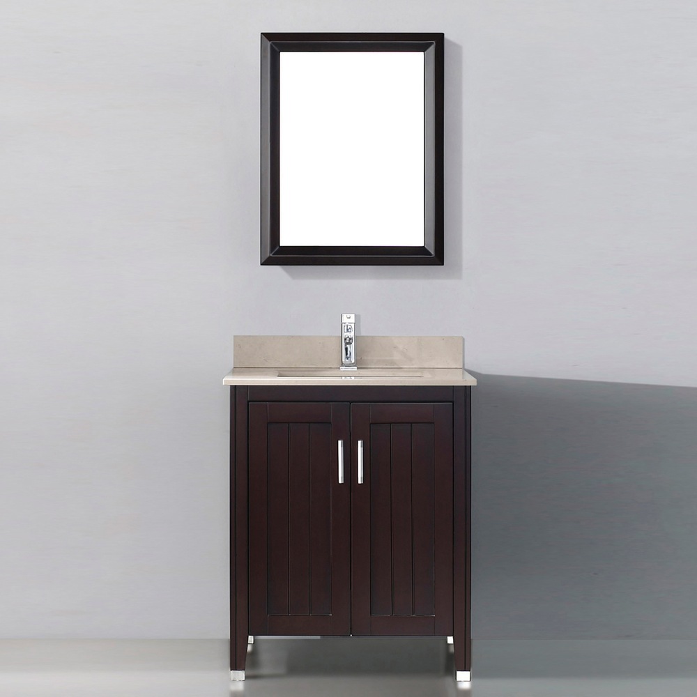 Urban Bathe Jackie Bathroom Vanity with Marble Top, Chai/Beige, 28in