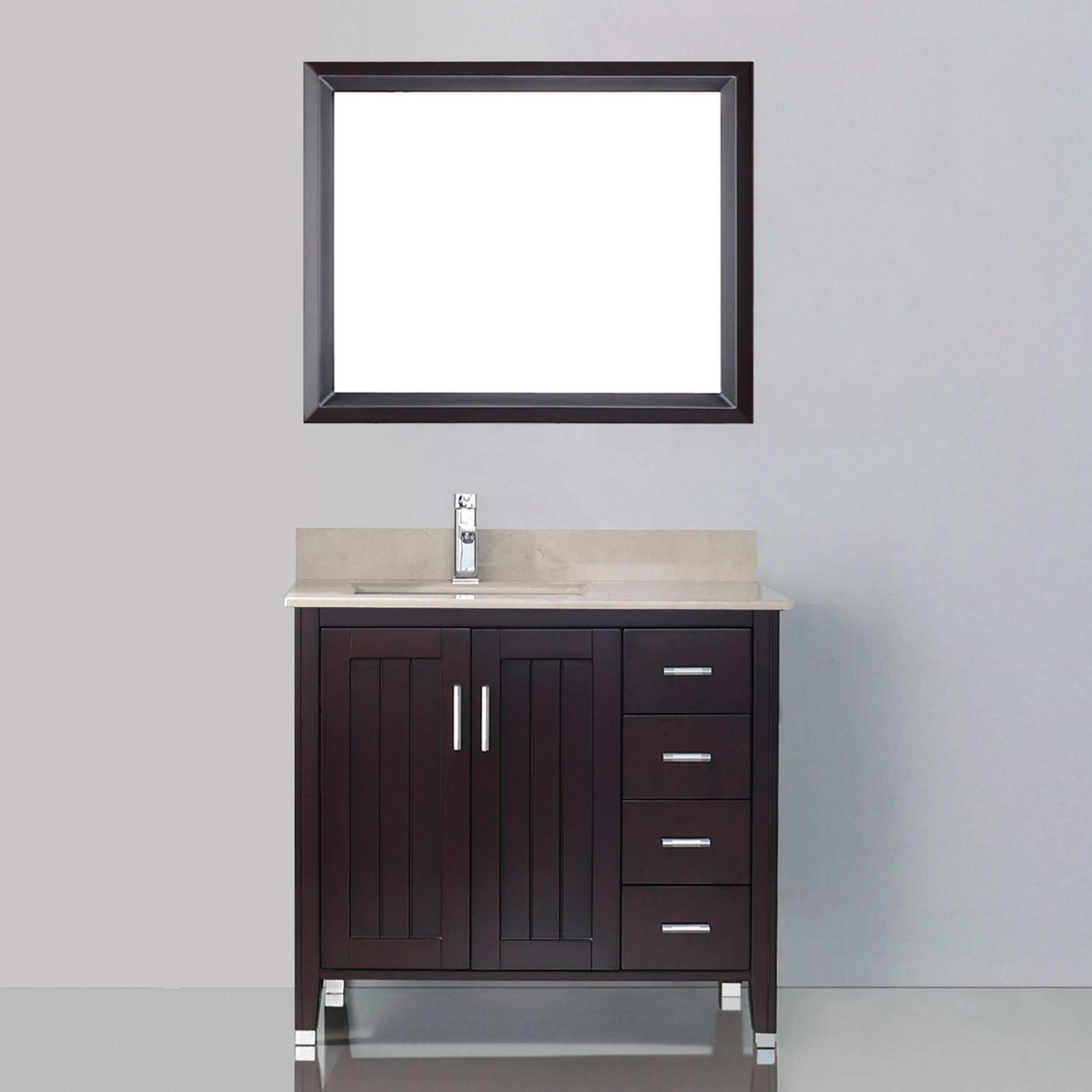 Urban Bathe Jackie Bathroom Vanity with Marble Top, Chai/Beige, 36in