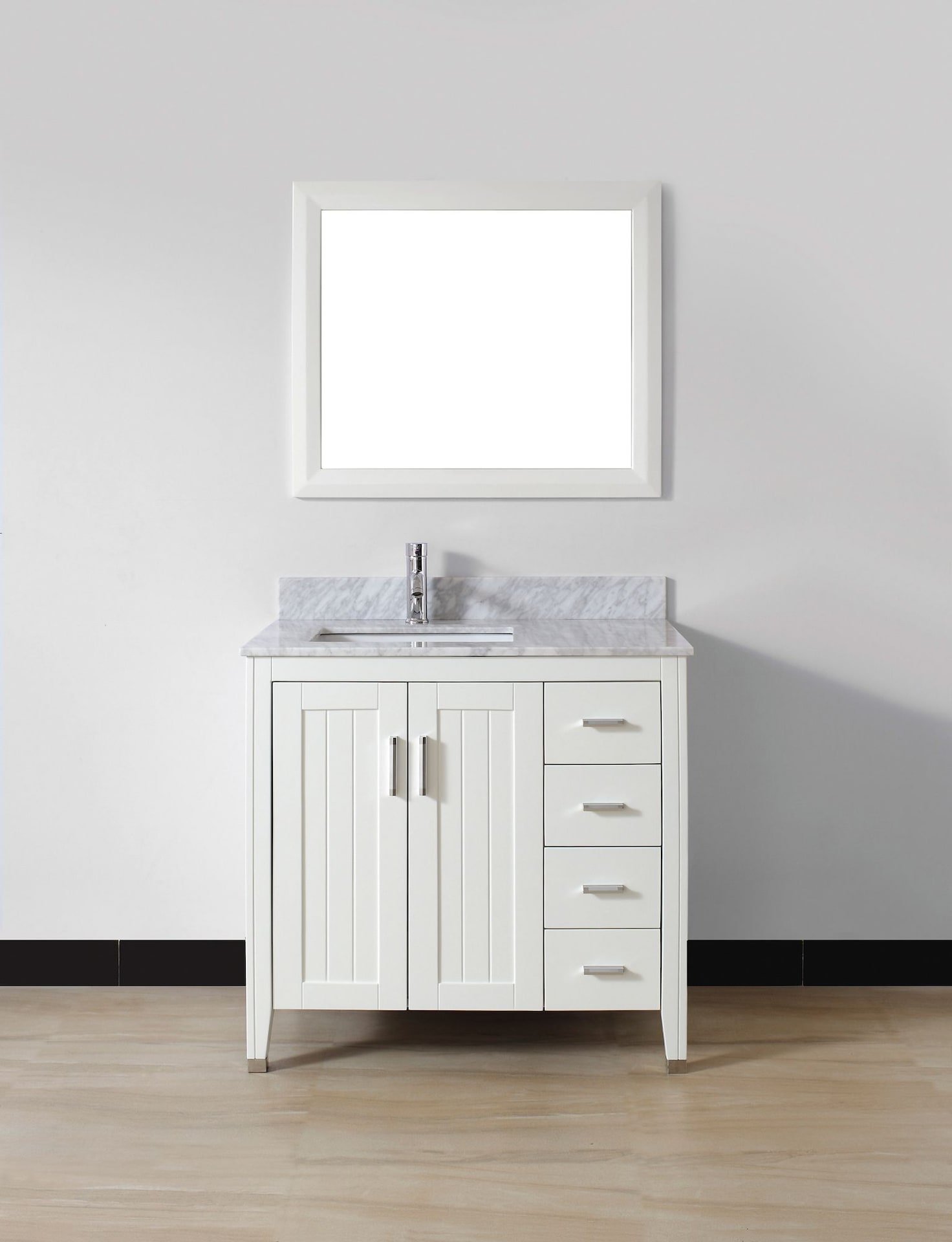Urban Bathe Jackie Bathroom Vanity with Marble Top, White/Carrera, 36