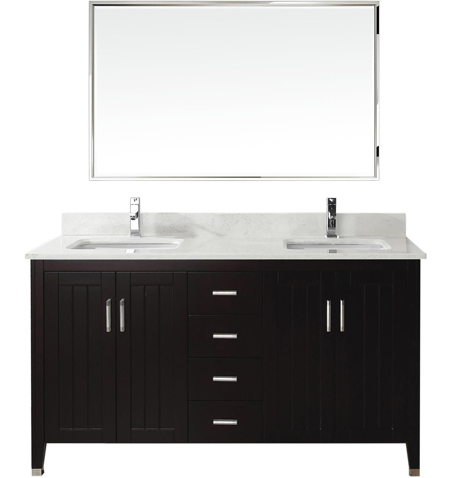Urban Bathe Jackie Bathroom Vanity with Marble Top, Chai/Carrera, 60in