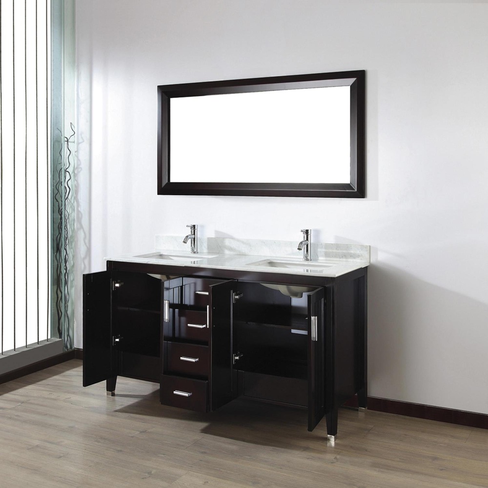 Urban Bathe Jackie Bathroom Vanity with Marble Top, Chai/Carrera, 60in