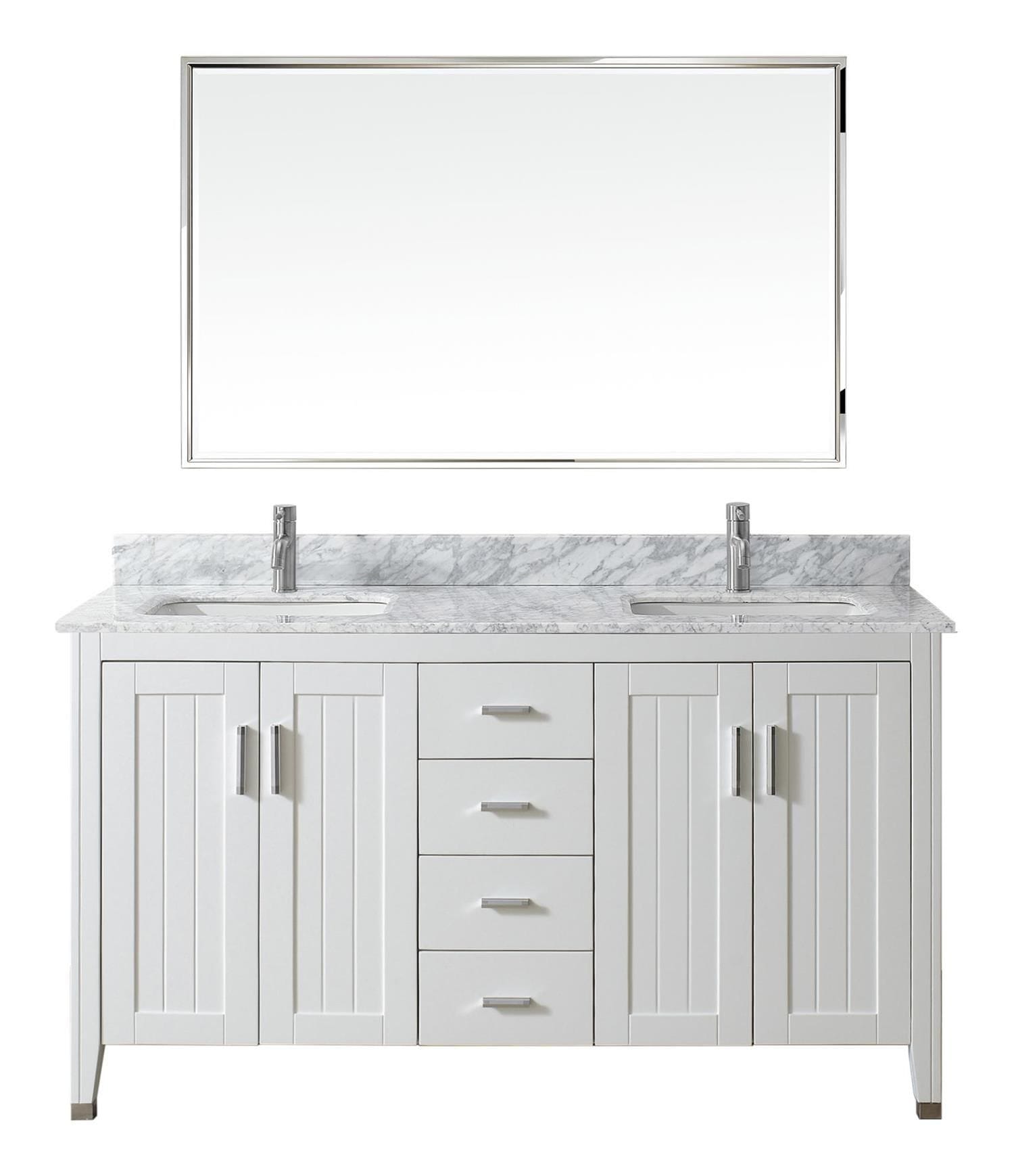 Urban Bathe Jackie Bathroom Vanity with Marble Top, White/Carrera, 60
