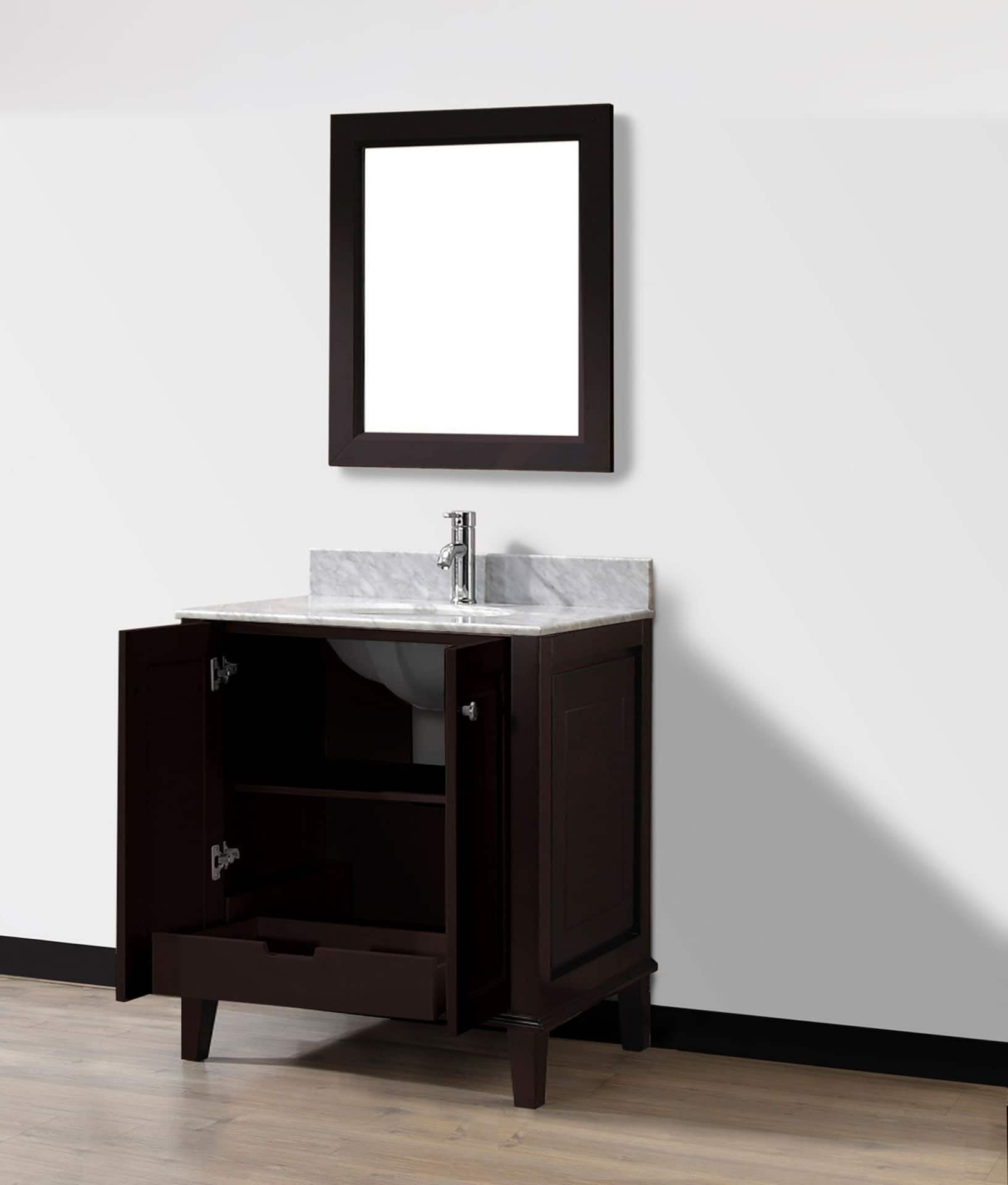 Urban Bathe Lily Bathroom Vanity with Marble Top, Chai/Carrera, 30-in ...