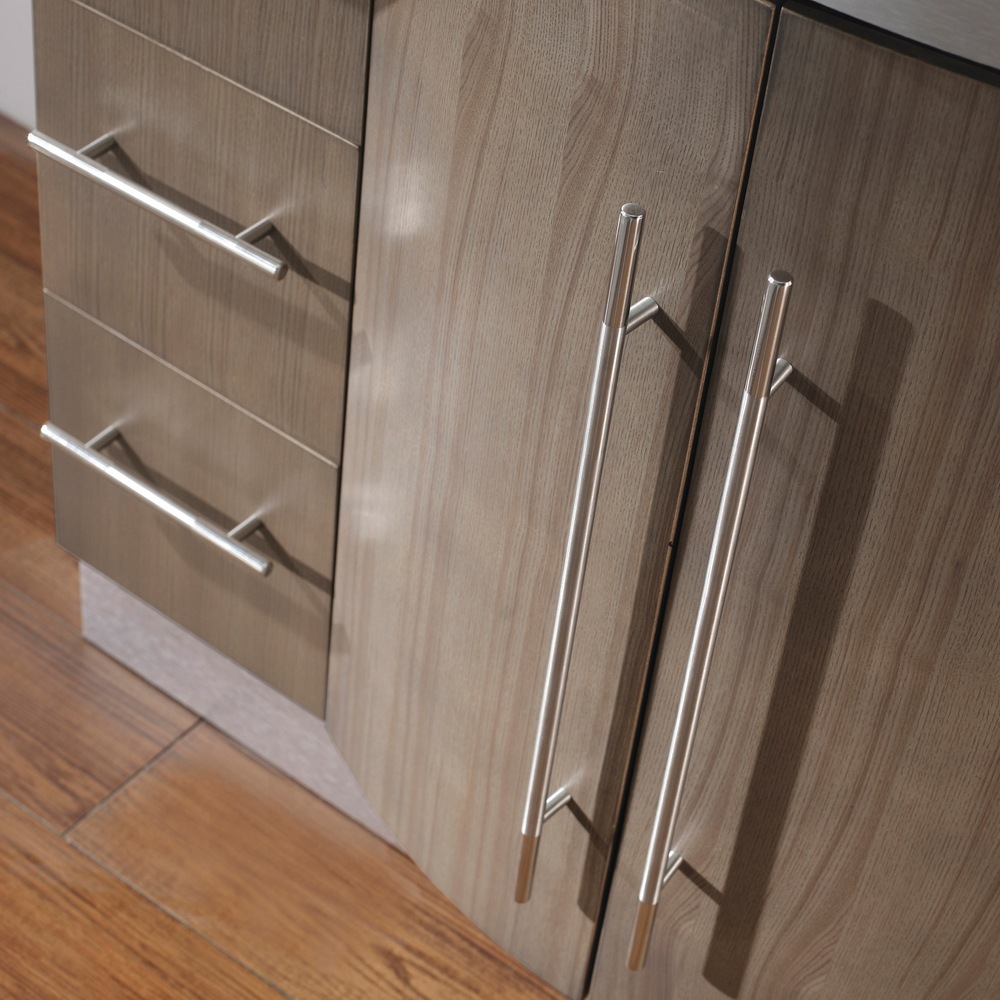 Urban Bathe Dinara Bathroom Vanity with Glass Top, Smoked Ash/Mint