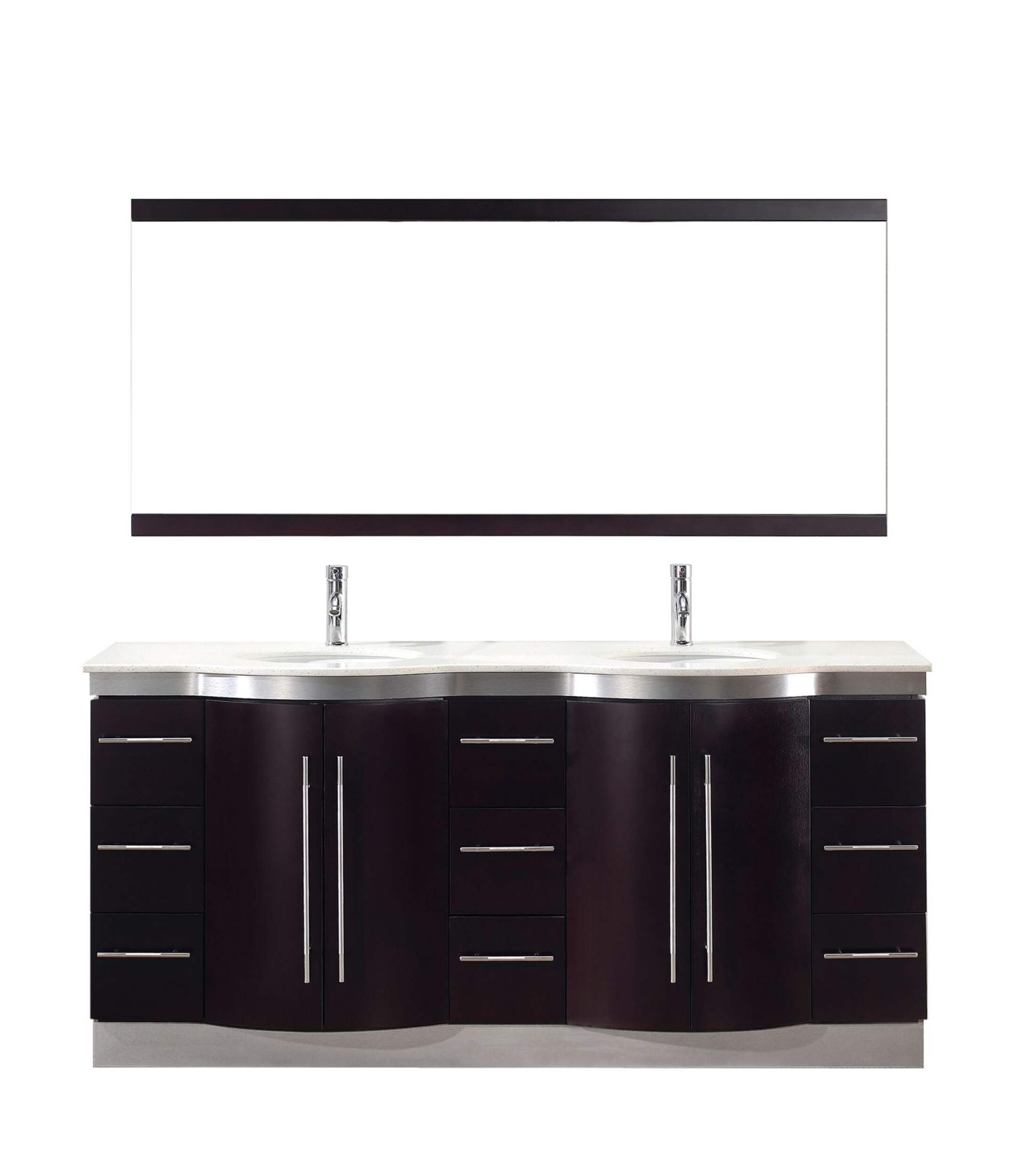 Meuble-lavabo Urban Bathe Dinara à évier double avec dessus en quartz, chai/nougat, 72 po Front_Elevated