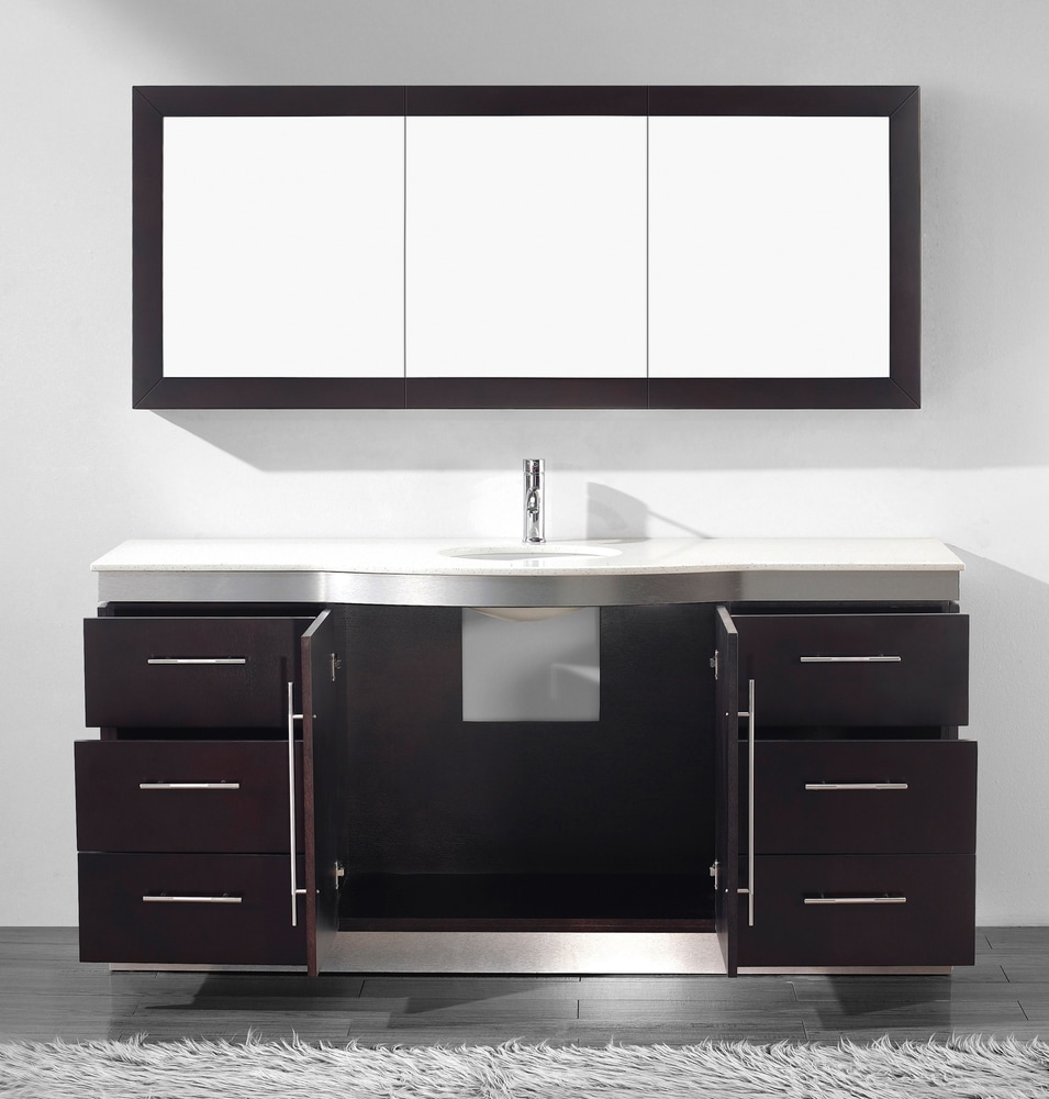 Urban Bathe Dinara Single Sink Bathroom Vanity with Quartz Top, Chai