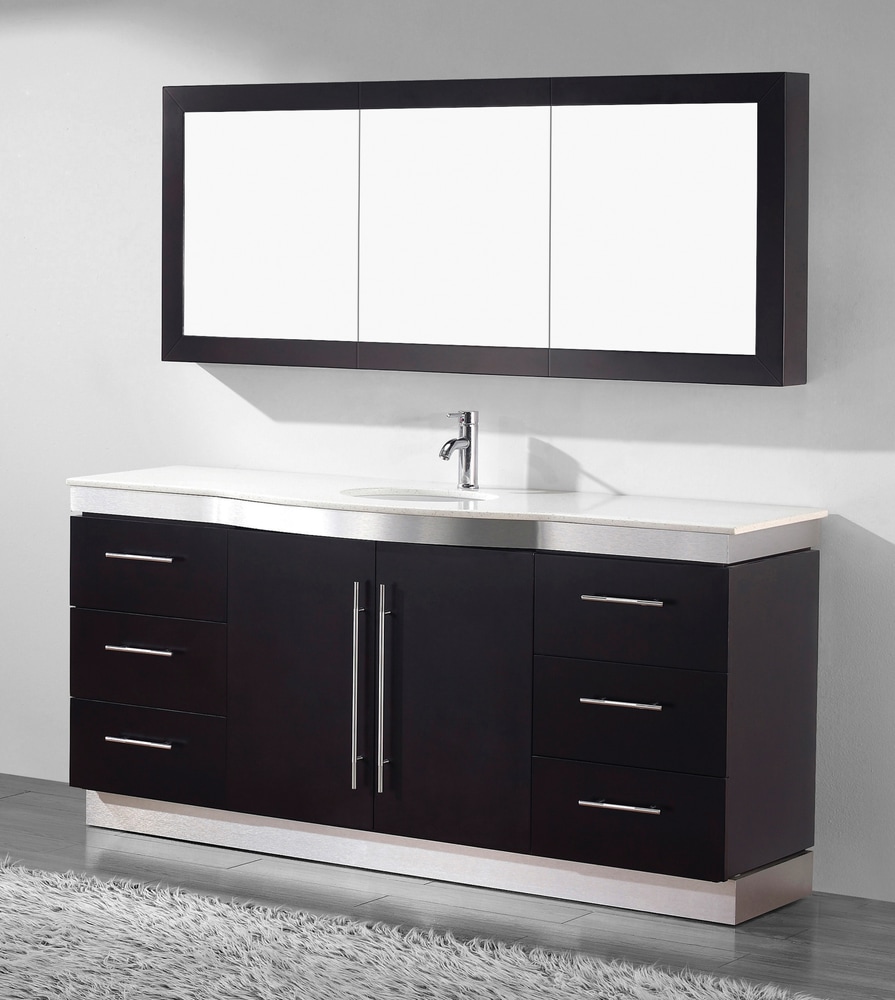 Urban Bathe Dinara Single Sink Bathroom Vanity with Quartz Top, Chai
