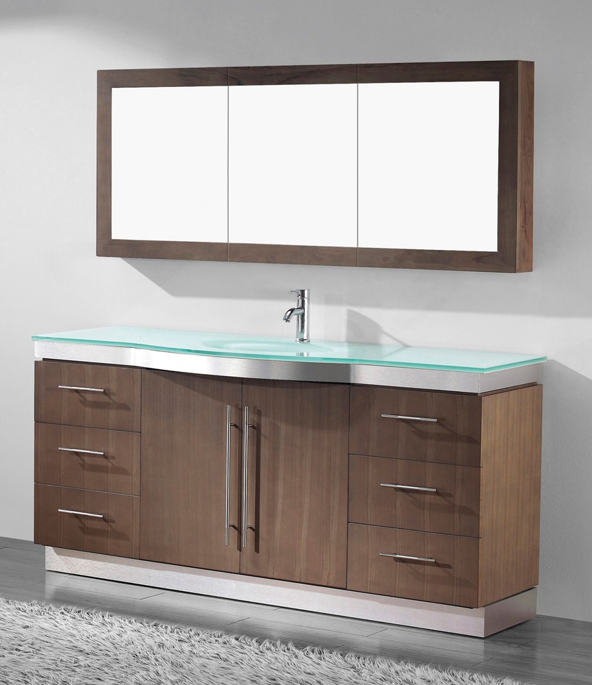 Urban Bathe Dinara Single Sink Bathroom Vanity with Glass Top, Smoked