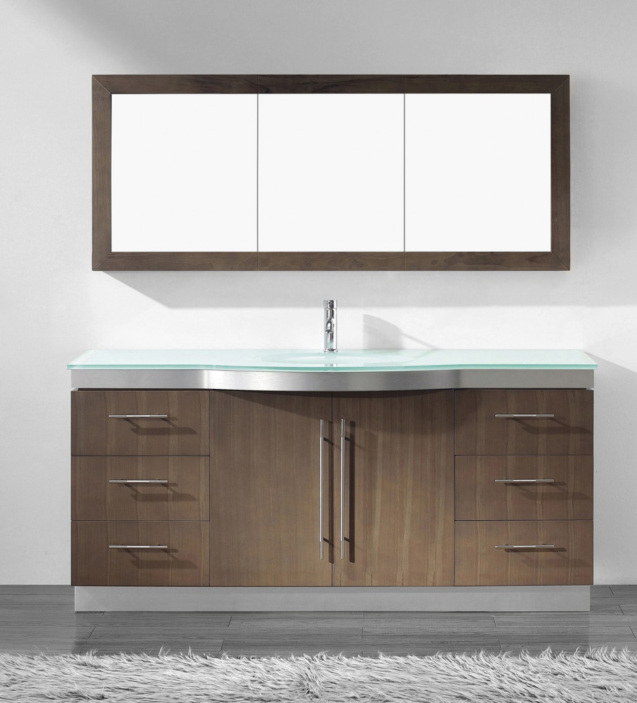 Urban Bathe Dinara Single Sink Bathroom Vanity with Glass Top, Smoked
