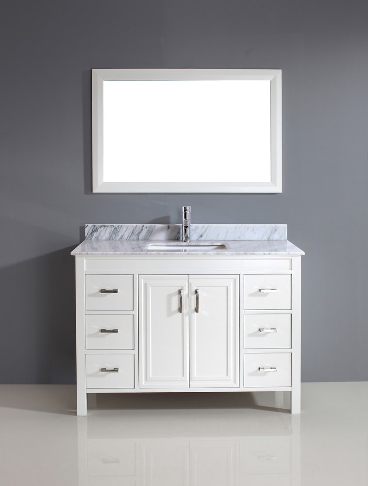 Urban Bathe Corniche Bathroom Vanity with Natural Marble Top, White