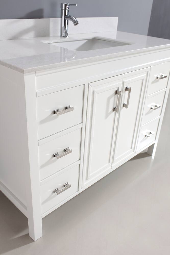 Urban Bathe Corniche Bathroom Vanity with Solid Wood Top, White/Carrera,  48-in