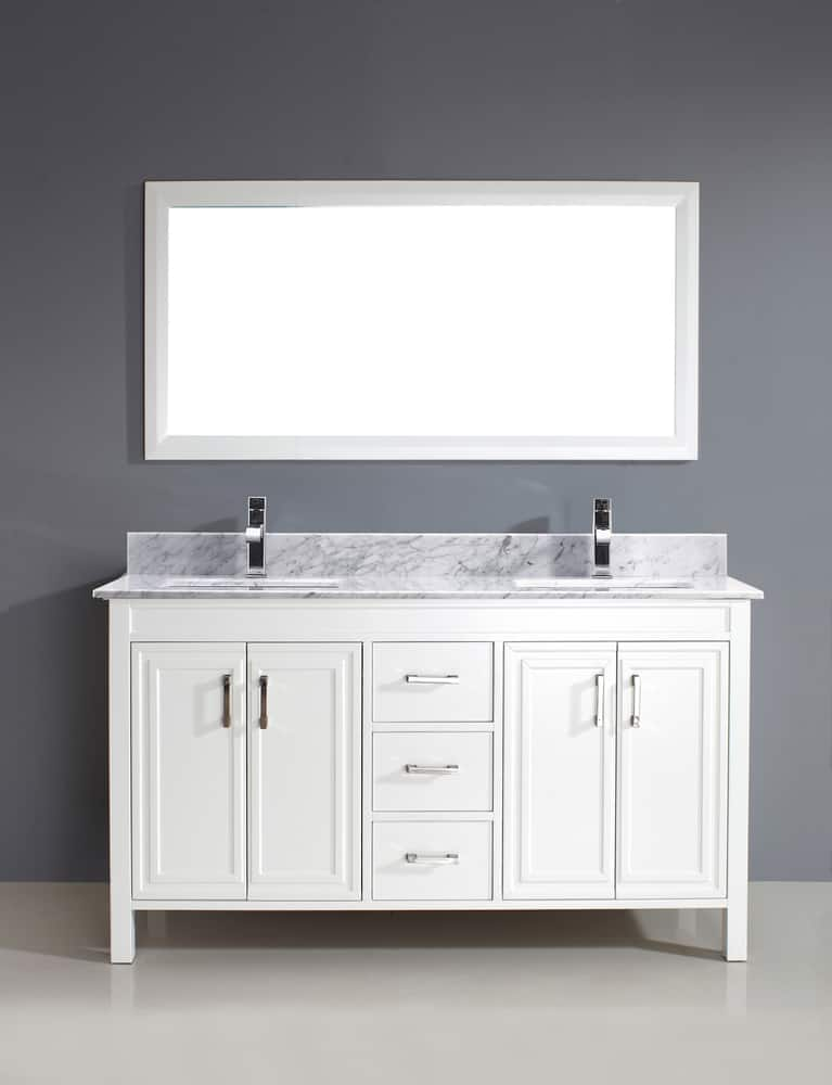 Urban Bathe Corniche Bathroom Vanity with Natural Marble Top, White ...