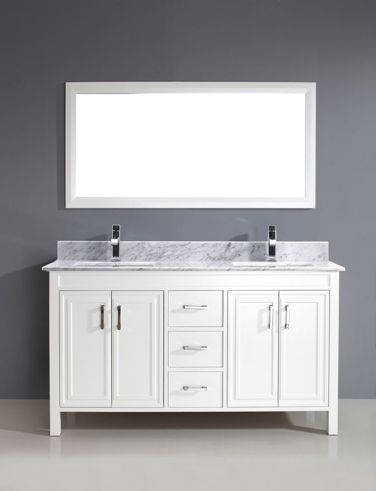 Urban Bathe Corniche Bathroom Vanity with Natural Marble Top, White