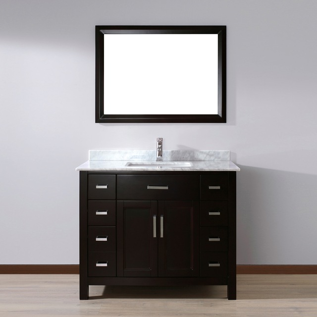 Urban Bathe Kelly Bathroom Vanity with Natural Marble Top, Espresso