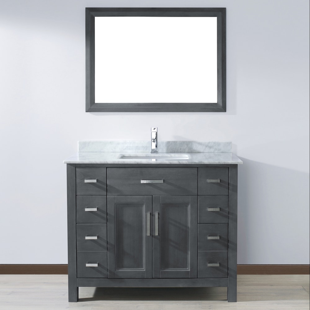 Urban Bathe Kelly Bathroom Vanity with Natural Marble Top, French Grey