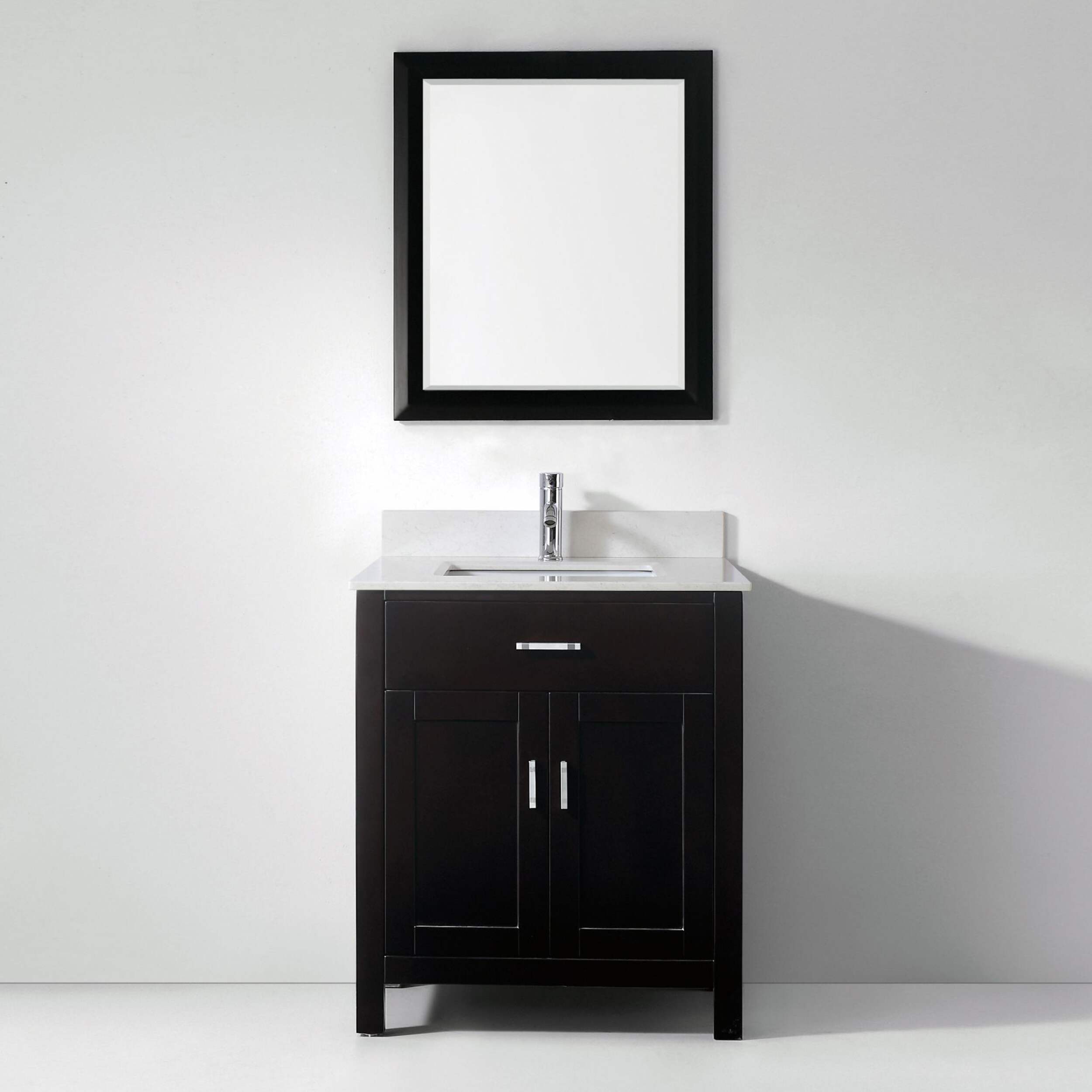 Urban Bathe Chloe Bathroom Vanity with Solid Wood Top, Espresso/Carrera, 30-in Front_Flat