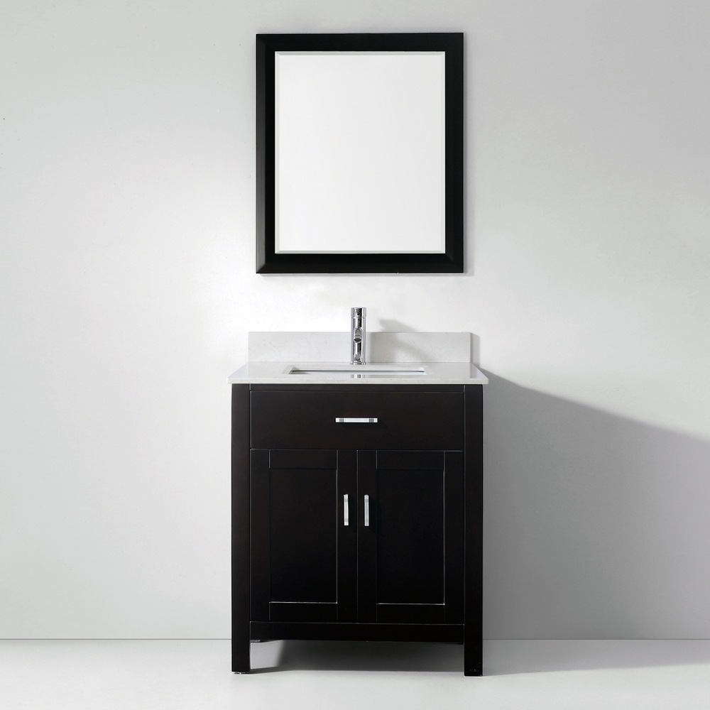 Urban Bathe Chloe Bathroom Vanity with Solid Wood Top, Espresso/Carrera