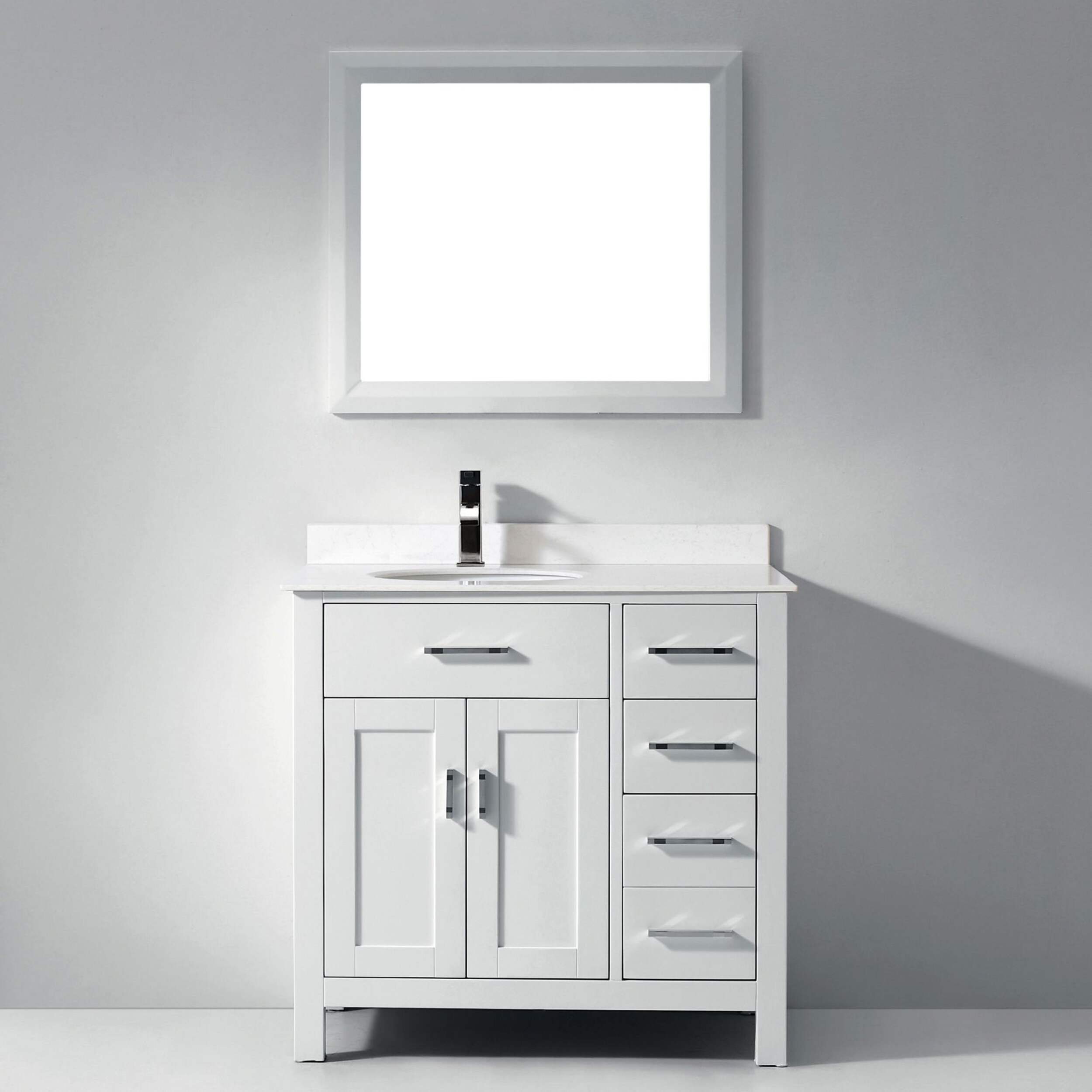 Urban Bathe Chloe Bathroom Vanity with Solid Wood Top, White/Carrera, 36-in Front_Flat