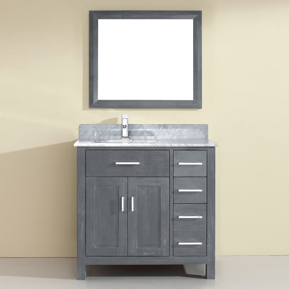 Urban Bathe Chloe Bathroom Vanity with Natural Marble Top, French Grey