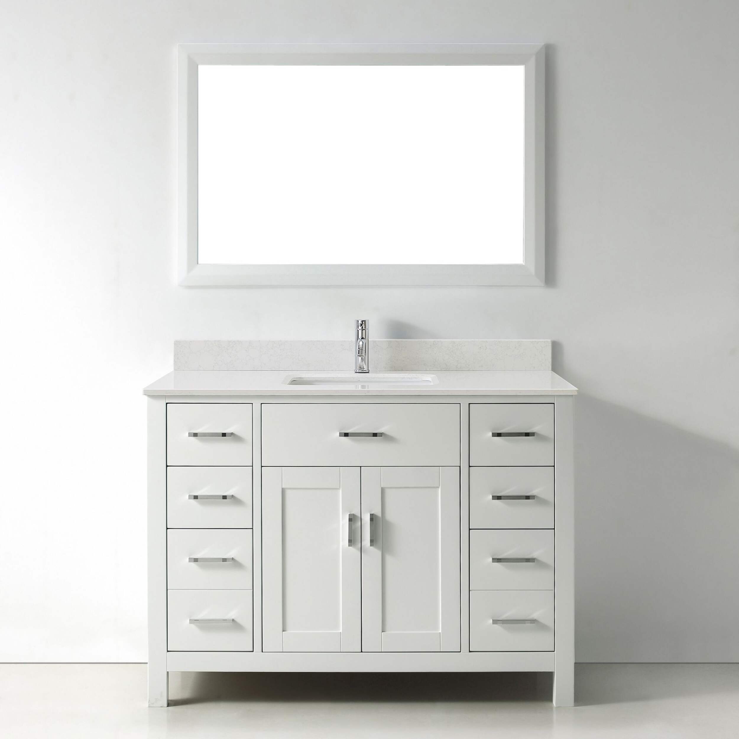 Urban Bathe Chloe Bathroom Vanity with Solid Wood Top, White/Carrera, 48-in Front_Flat