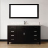 Urban Bathe Chloe Bathroom Vanity with Solid Wood Top, Espresso/Carrera, 60-in Front_Flat
