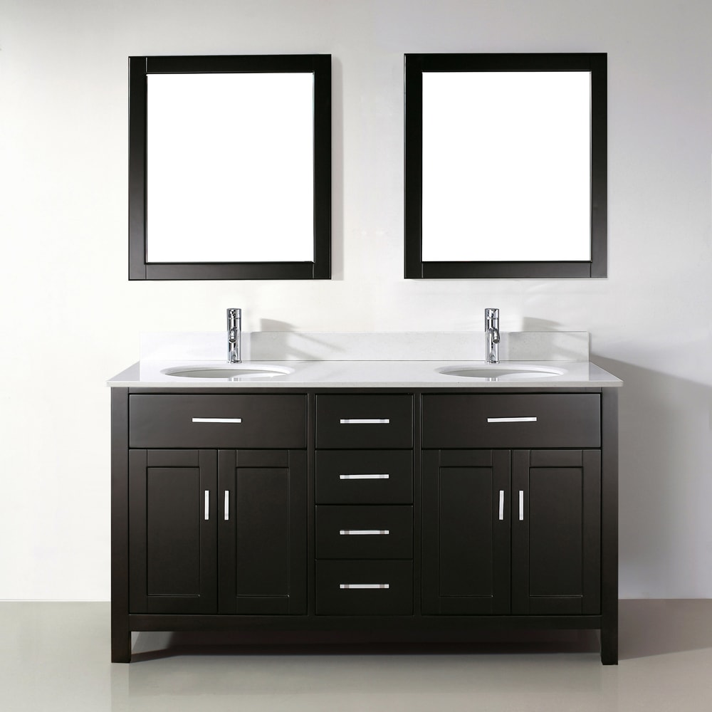 Urban Bathe Chloe Bathroom Vanity with Solid Wood Top, Espresso/Carrera