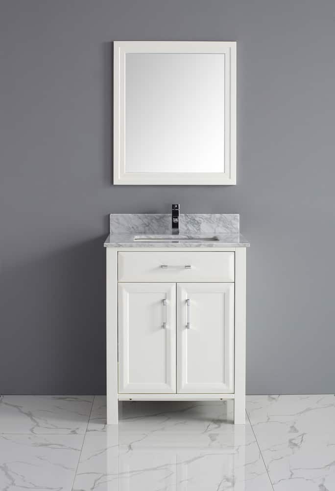 Urban Bathe Callan Bathroom Vanity with Natural Marble Top, White ...