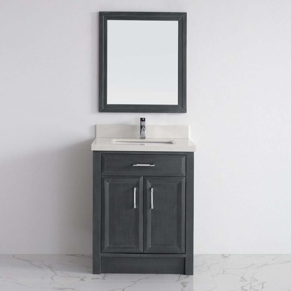 Urban Bathe Callan Bathroom Vanity with Solid Wood Top, French Grey