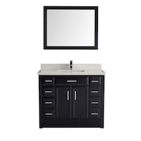 Urban Bathe Callan Bathroom Vanity with Solid Wood Top, Espresso/Carrera, 42-in Front_Flat