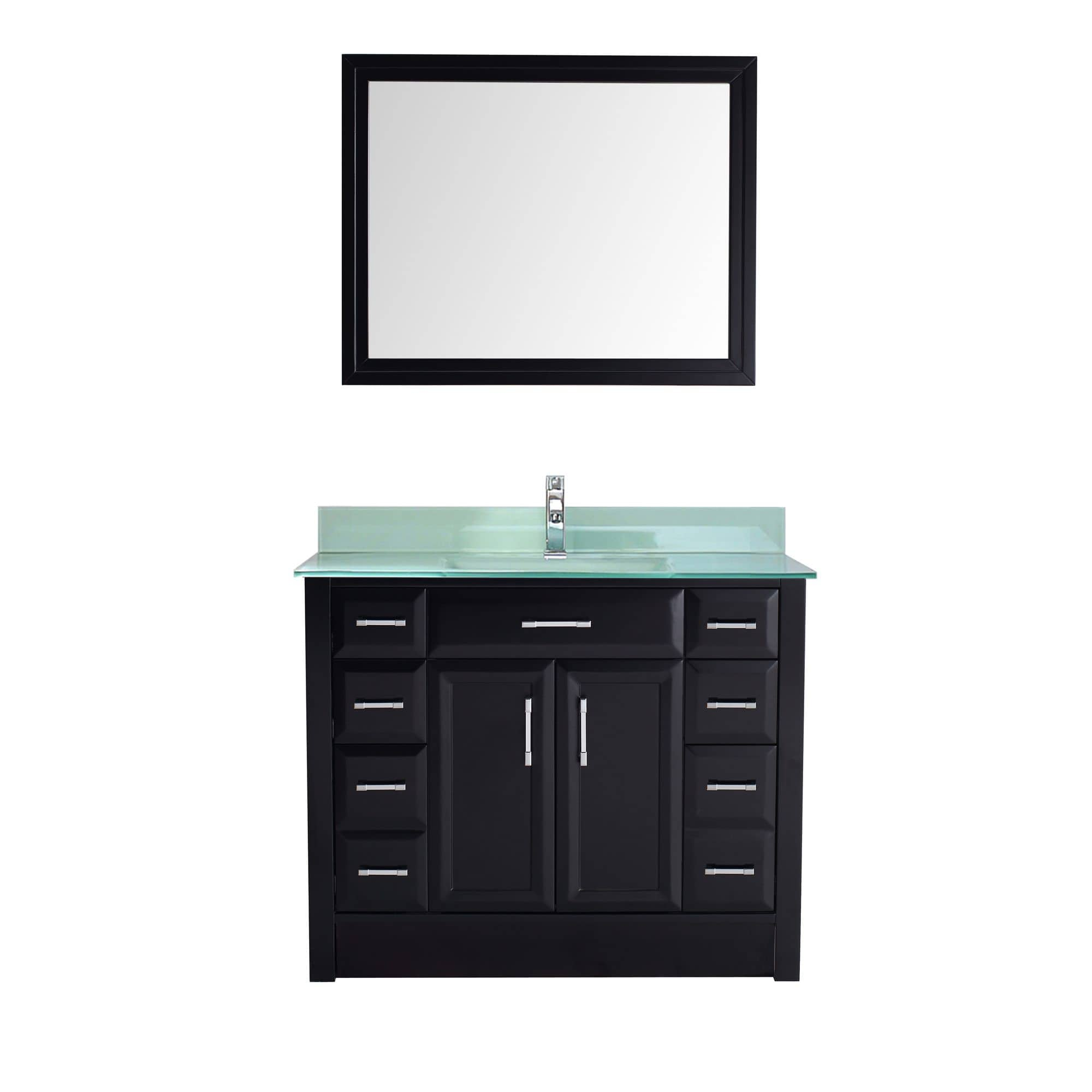 Urban Bathe Callan Bathroom Vanity with Glass Top, Espresso/Mint Green ...