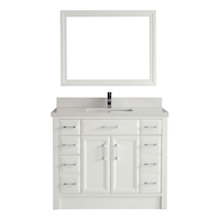 Urban Bathe Callan Bathroom Vanity with Solid Wood Top, White/Carrera, 42-in Front_Flat
