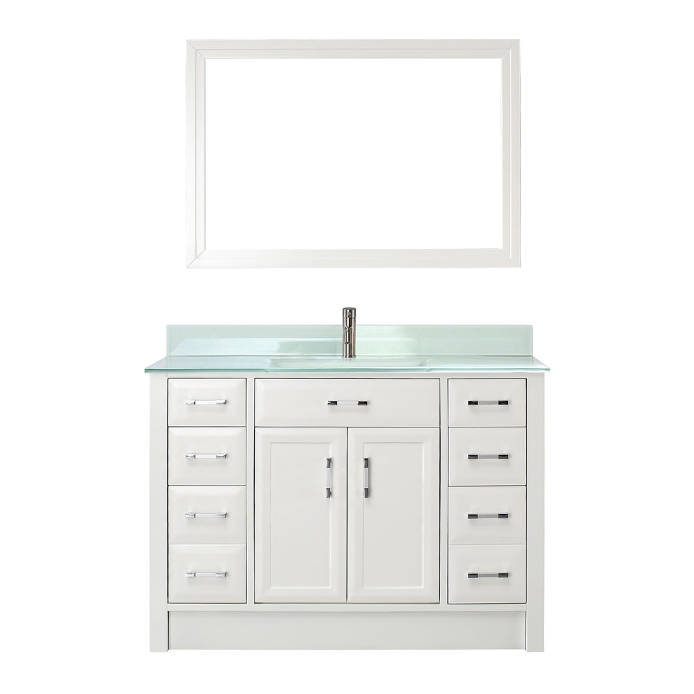 Urban Bathe Callan Bathroom Vanity with Glass Top, White/Mint Green, 48