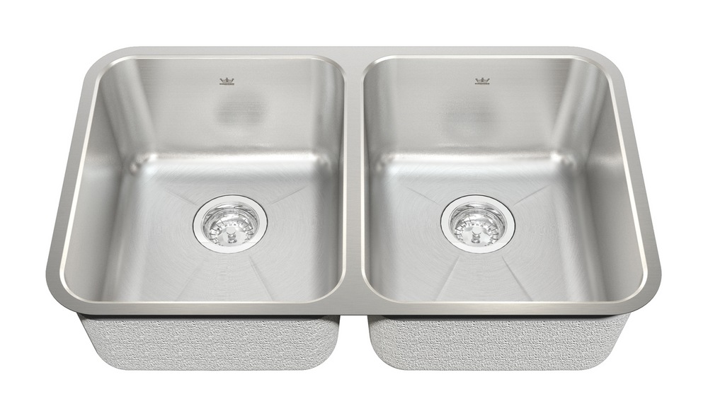 Kindred Undermount Stainless Steel Double Bowl Kitchen Sink, 18x31x9in