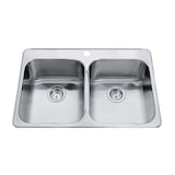 Évier de cuisine double Kindred Steel Queen, acier inoxydable, monté sur comptoir, 23 x 34 x 7&nbsp;po Overhead_Plunge