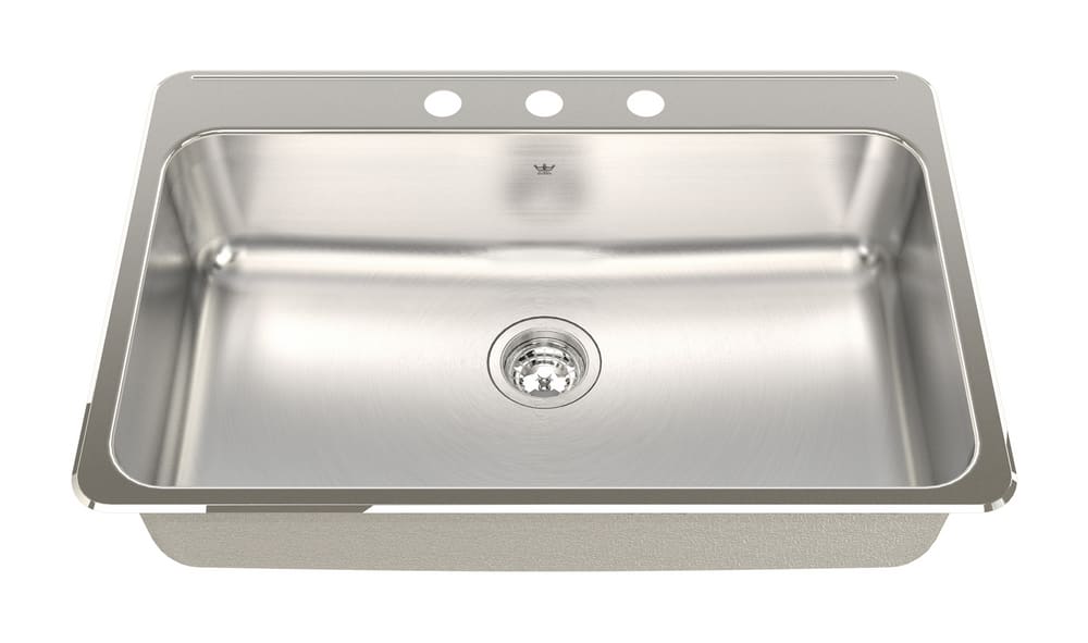 Kindred Steel Queen Top Mount Stainless Steel Single Bowl Kitchen Sink   Kindred Single Bowl Ledgeback 20 Gauge 3 Faucet Holes 547870f7 192e 4e6a Bc09 1a33b65c12d1 