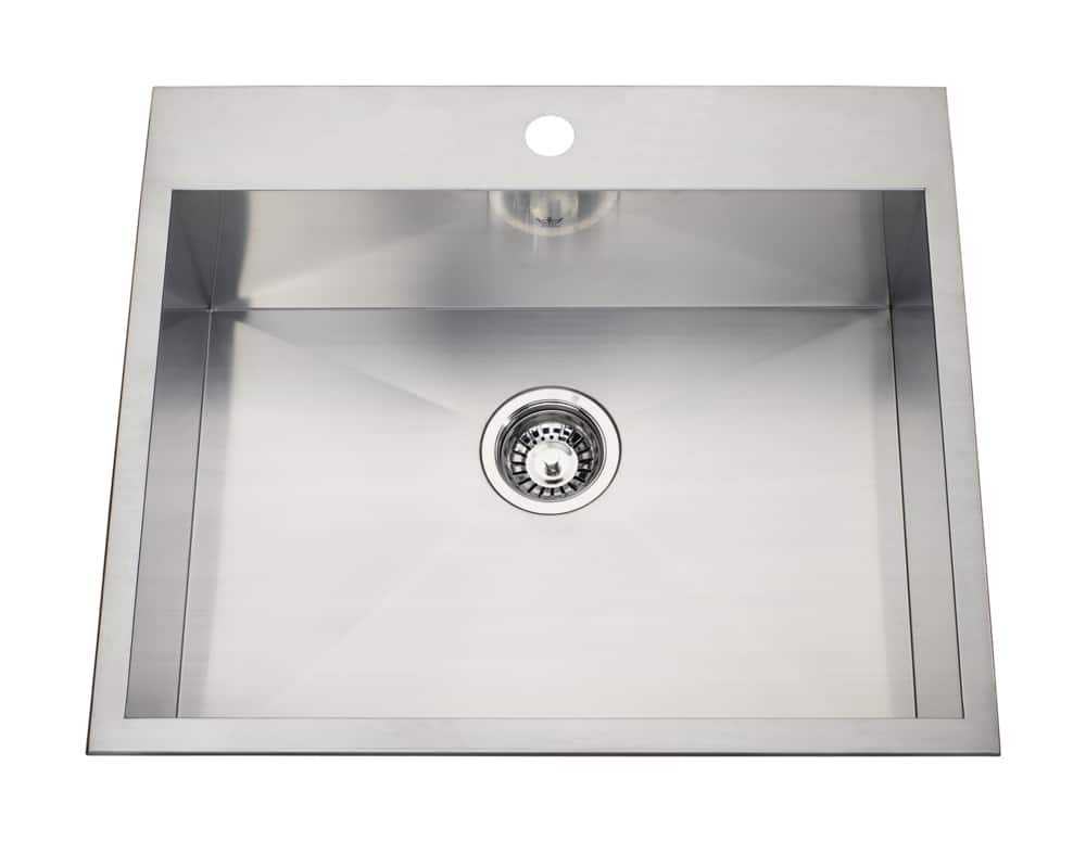 Kindred Steel Queen Kitchen Dual Mount Single Sink 25 1 8 In   Kindred 20g Fab Dual Sgl Bwl Ledge Sink 1 Faucet Hole Da952784 8b30 42e7 Bcfc 7dd1dac01aad 