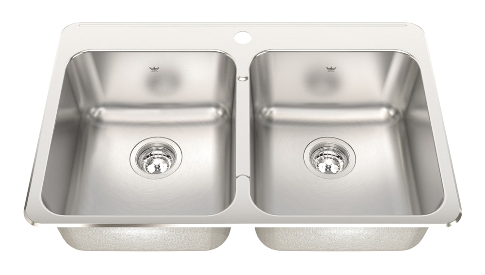 Kindred Steel Queen Kitchen Top Mount Rounded Double Sink