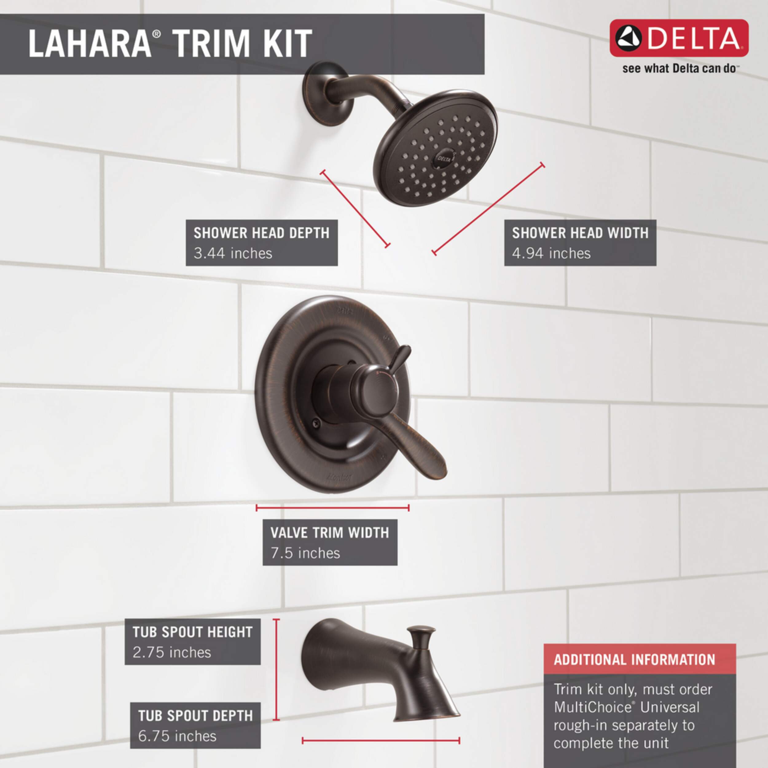 Delta Faucet Lahara® Single Handle Pressure Balanced Bathtub & Shower