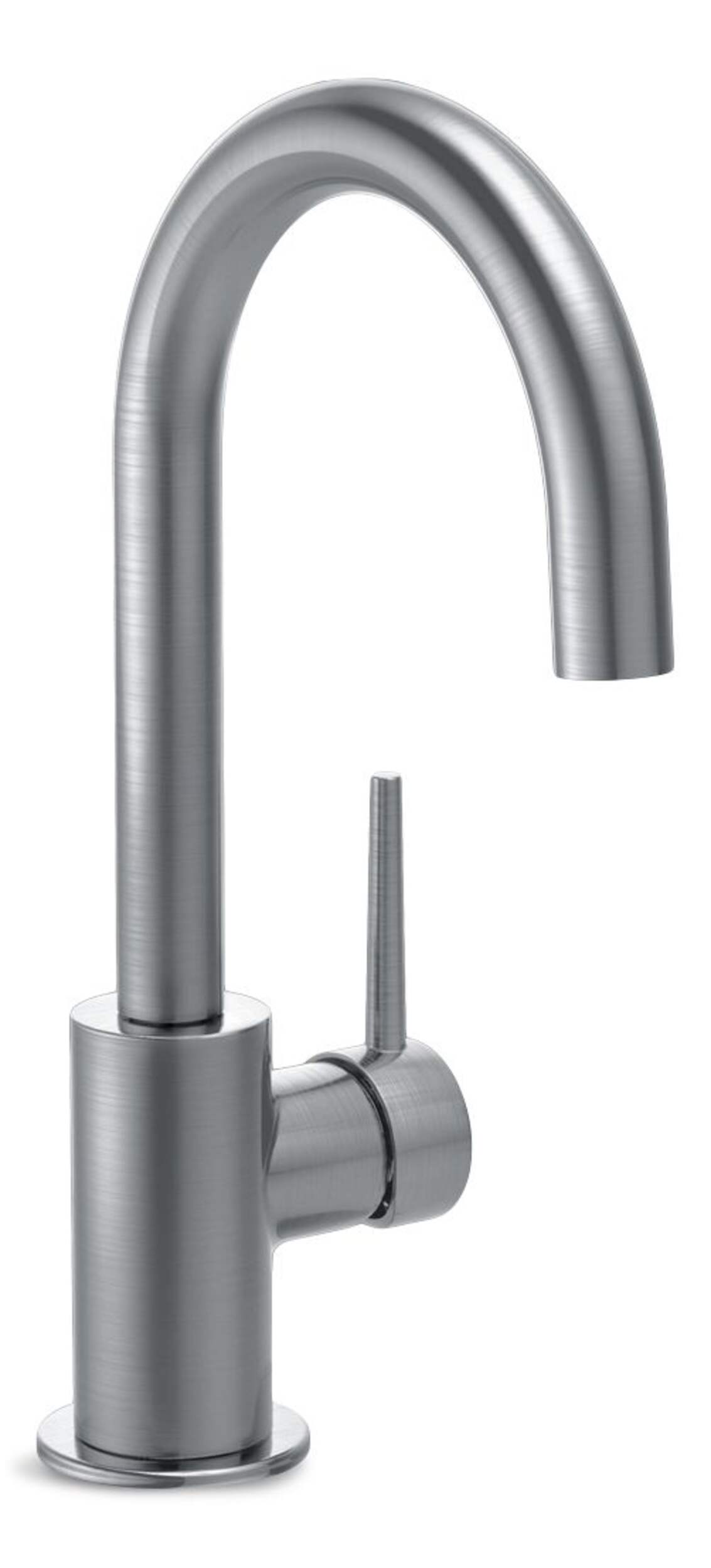 Delta Faucet Trinsic Single Handle Bar/Prep Kitchen Faucet, Arctic Stainless Steel Front_Three_Fourths_Angled_Right