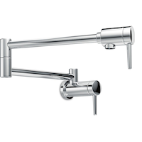 Delta Faucet Contemporary Wall Mount Pot Filler Faucet with Lever Handle, Polished Chrome Front_Three_Fourths_Angled_Right