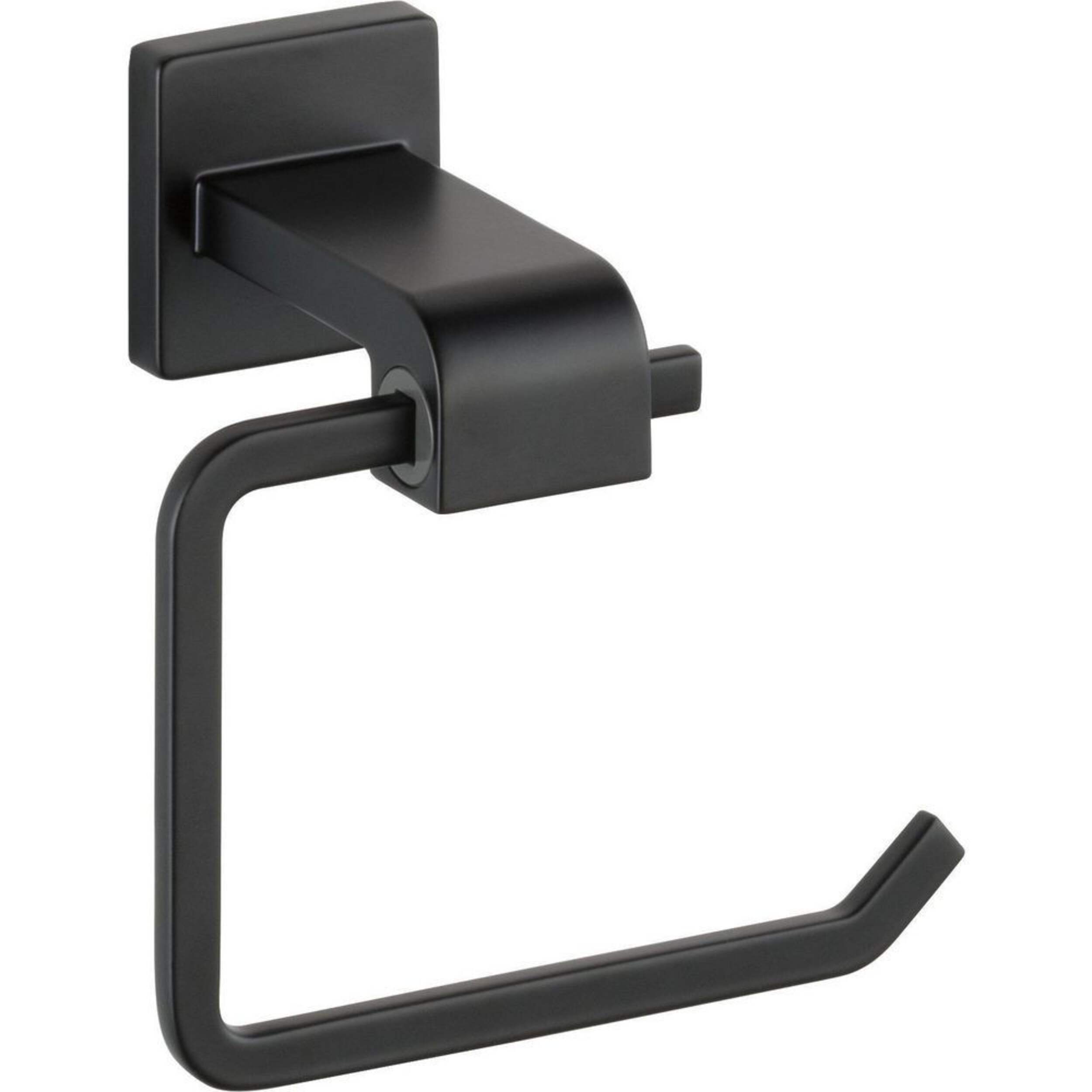 Delta Ara Matte Black Toilet Tissue Holder with Mounting Hardware Front_Angled_Right