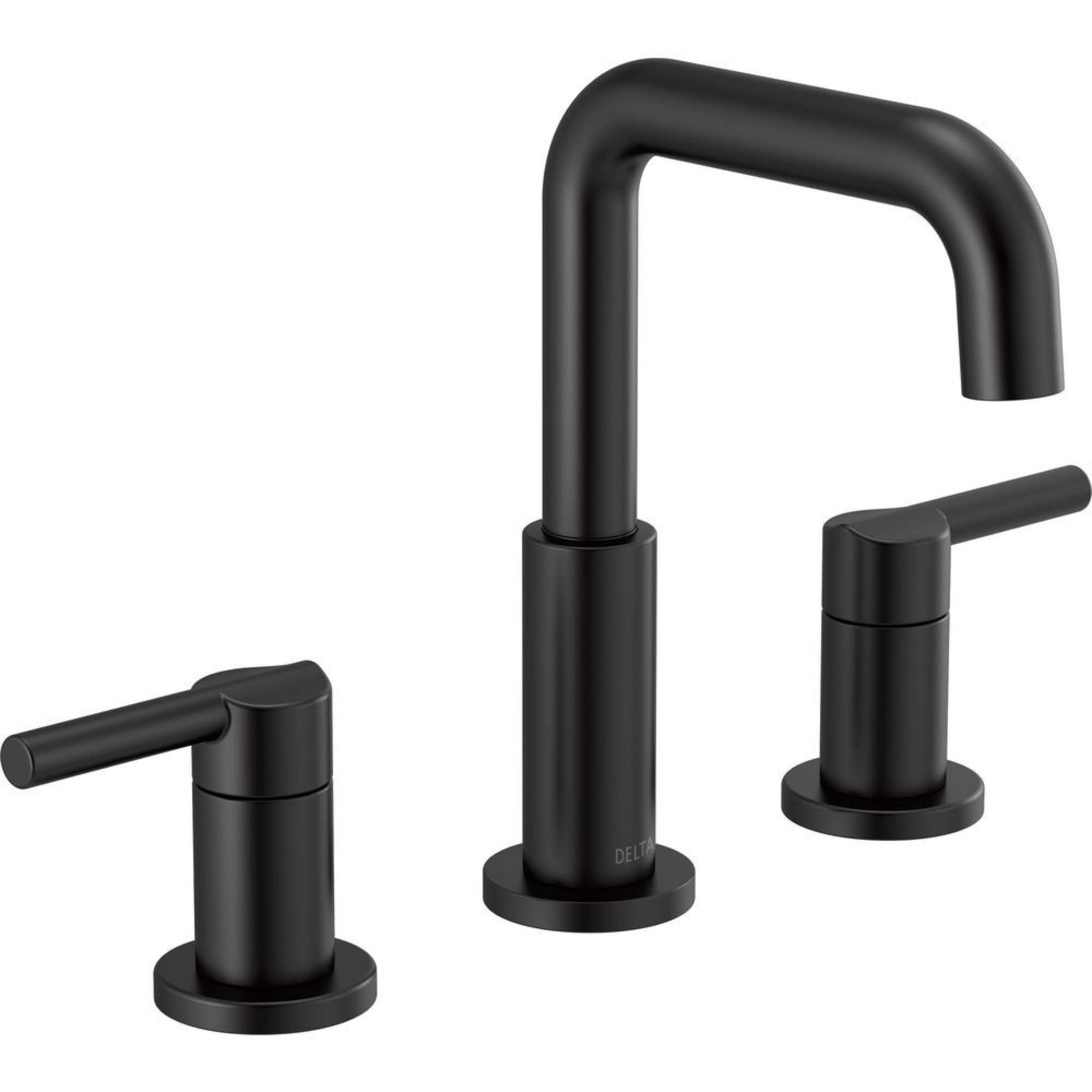 Delta Two Handle Widespread Bathroom Faucet, Matte Black Front_Angled_Right